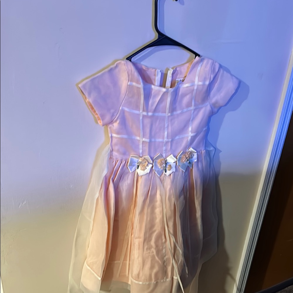 Pink Tulle Dress with Floral Accents